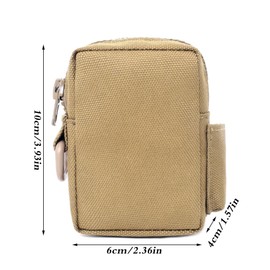 Tactical Mini Molle Bag, Waterproof EDC Utility Bag, Belt Bag, Emergency Bag, Tool Bag, Compact EDC Bag with Side Pocket for Hiking, Camping, Travel, khaki, Classique