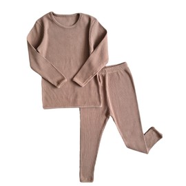 DreamBuy 20 Colours Ribbed Pyjamas / Tracksuit / Loungewear, Unisex, Boys’ and Girls’ Pyjamas, Baby Clothing, Pyjamas for Men and Women, beige, 6-7 Jahre