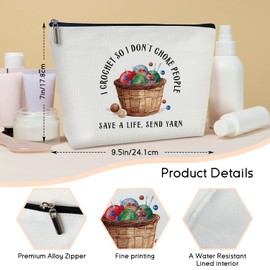 Crochet Gifts Makeup Bag for Women, I Crochet So I Don't Choke People Makeup Bags Knitting Gift For Crochet Lover Yarn Lover, Toiletry Pouch Travel Organizer Bag for Mama Wife Aunt Sister - 05