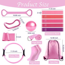 pilates ring circle set 13 pcs pilates equipment accessories for home workouts includes 9.8” pilates ball 12” magic circle yoga ring and resistance bands for women pilates ring and ball set gift