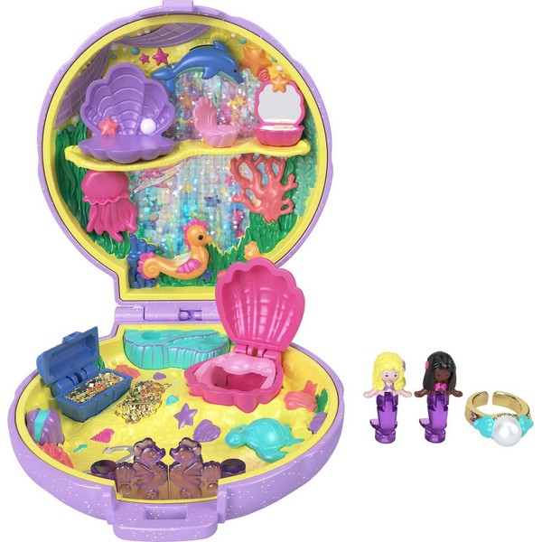 Polly Pocket Keepsake Collection Mermaid Dreams Collectible Compact, Under-The-Sea Theme,