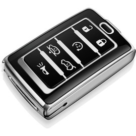 Tukellen for Jeep Key Fob Cover Soft TPU Full Protection Key Case Compatible with 2021-2024 Grand Cherokee L Grand Wagoneer Key Shell (Silver, 6 Buttons)