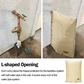 Side Opening Backflow Preventer Cover, Pipe Insulation Cover for Irrigation Valve, Sprinkler Valve, Outdoor Water Pipe, Winter Freeze Protection & UV Resistance Backflow Covers, 24" W x 24" H, Beige