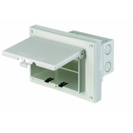 Arlington DBHR131W-1 Low Profile IN BOX Electrical Box with Weatherproof Cover for Retrofit Siding Construction, 1/4-Inch or 5/16-Inch Lap, Horizontal, White