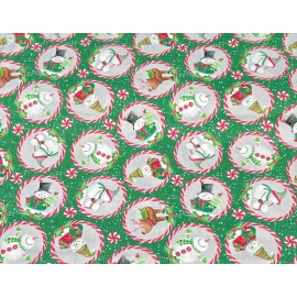 In The Beginning Fabrics Snowmen Circles on Green Christmas Fabric by In the Beginning Fabrics, BTHY