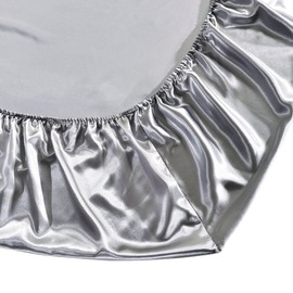 JUWENIN Luxury Silk Satin Deep 12" Skin Beauty Hair Health Face Care Hypoallergenic Fitted Sheet(Double,Grey)