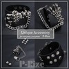 P-Rize Punk Bracelet, Unisex, Skull Hand & Chain, Black, Leather