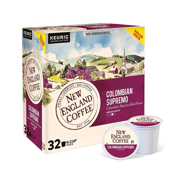 New England Coffee Colombian Supremo Medium Roast K-Cup Pods 32 ct. Box