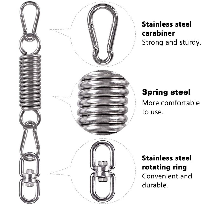 WAREMAID Hammock Chair Spring, Hanging Chair, Mounting Hardware Set, 360
