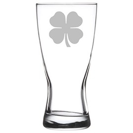 15 oz Beer Pilsner Glass 4 Leaf Clover