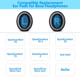 Replacement Ear Pads for Bose Headphones,Soft Protein Leather,Thickened Sound Isolating Foam Ear Pads,Ear Pads for Bose Quietcomfort QC35/25/15/Ae2/Ae2i/Ae2w/Soundlink/Soundtrue(Black)