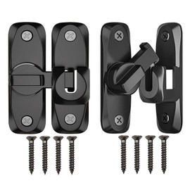 Portable Sliding Barn Door Lock, 90/180 Degree Heavy Duty Flip Gate Latches,Thickened Anti-Rust Hasp Latch for Barn Doors,Garden, Bathroom, Outdoor, Garage, Window(Black,2 Pack)