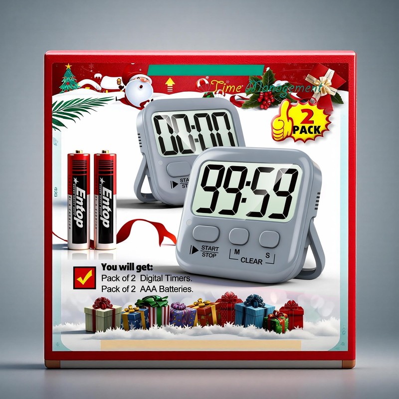 Antonki 2 Pack Digital Timer for Kids, Magnetic Countdown Kitchen