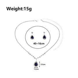 Sparkling Rhinestone Wedding Jewelry Set for Bridal Bridesmaid,Dainty Cubic Zirconia Choker Necklace Teardrop Dangle Earrings Accessories Gifts (Blue2)