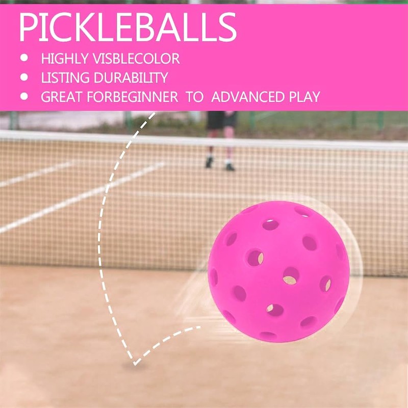 6 - Pack Pickleball Balls, 40 Holes Outdoor Pickleballs, High