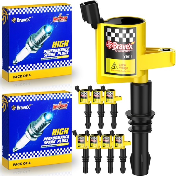 High Performance 8PCS Straight Boot Ignition Coils& Spark Plug SP546