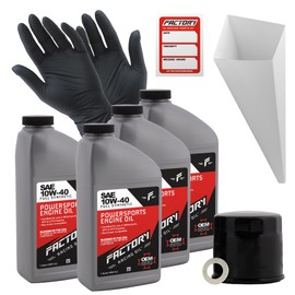 Factory Racing Parts Oil Change Kit compatible with Suzuki GSX600F GSX650F GSX750 GSF1200 –Includes 4 Qts 10W-40 Full Synthetic Oil, 1 Filter, 1 Crush Washer, 1 Funnel, 1 Oil Change Reminder Sticker