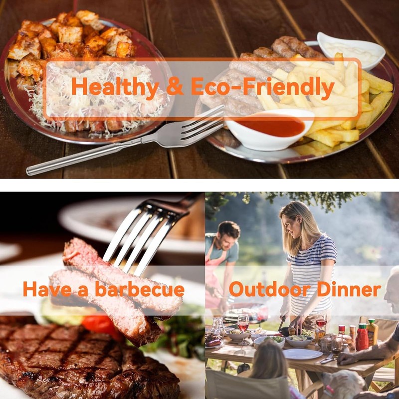 Nanddi Extendable Fork, Durable Stainless Steel Telescopic Fork Retractable Dinner