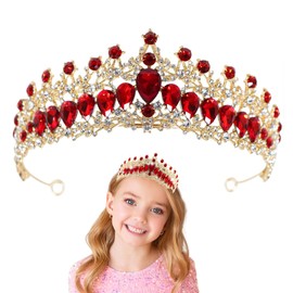 SEMSOIIO Crystal Crown and Tiara For Women, Red Princess Crystal Tiaras, Rhinestone Headband For Girls Birthday Wedding Bride Hair Accessories(Red)