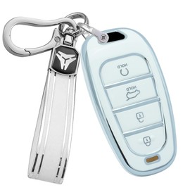 ontto Key Fob Holder Fit for Hyundai Santa Fe Palisade Kona Veloster Accessories, White