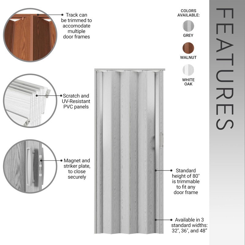 PVC Foldable Accordion Doors or Privacy Room Divider for Internal