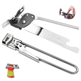 ZSMJAER 2 Pieces Stainless Steel Can Opener, Manual Can Opener, Can Opener, Multifunctional Can Opener Hold, Adjustable, Lid Opener, Safety Do for Young and Old, Young and Old