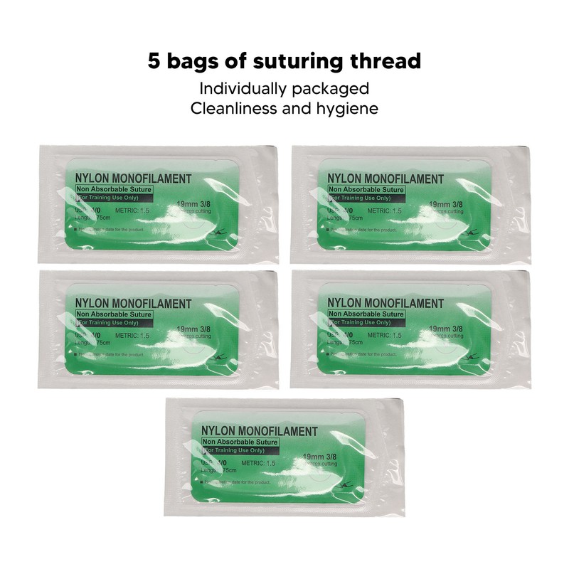 Dental Suture Practice Kit Silicone Model Pliers Tweezers Thread Oral