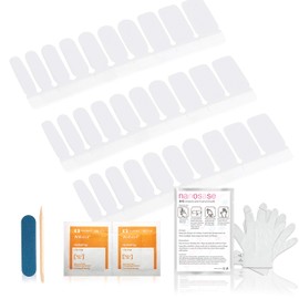 nanosase BNS bundle | 20 Stylish Solid Color Nail Stickers + SPA Moisturizing Hand Mask Natural Therapy Gloves | Includes Replacement Nail Polish Strips, Cuticle Stick, Nail Filer and Nail Wipes. (HM+A02 Cotton White, 2 pack)