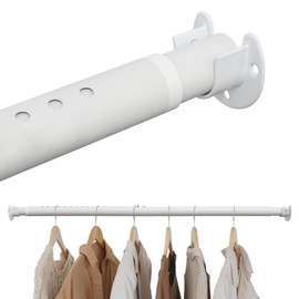 Closet Rods for Hanging Clothes, 16 to 98 Inches Closet Rod, White Closet Hanging Rod, Adjustable Rod for Closet to Hang Clothes Heavy Duty Clothing poles for Closet, Wardrobes, Laundry, RV