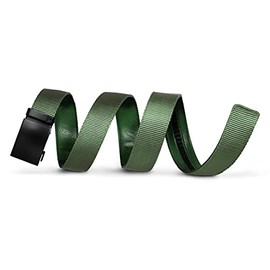 Mission Belt Nylon Ratchet Belt for Men - No Holes, 40mm Metal Buckle - Predator - Swat Black Buckle/Green Nylon Strap, Custom (up to 56)