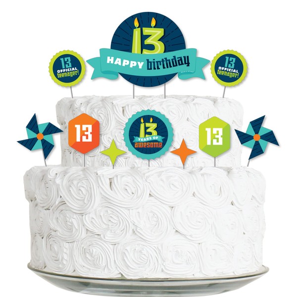 Big Dot of Happiness Boy - Kit de decoración para tartas de cumpleaños (11 piezas)