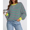 BTFBM Womens Oversized Striped Sweatshirt Crewneck Long Sleeve Pullover Top