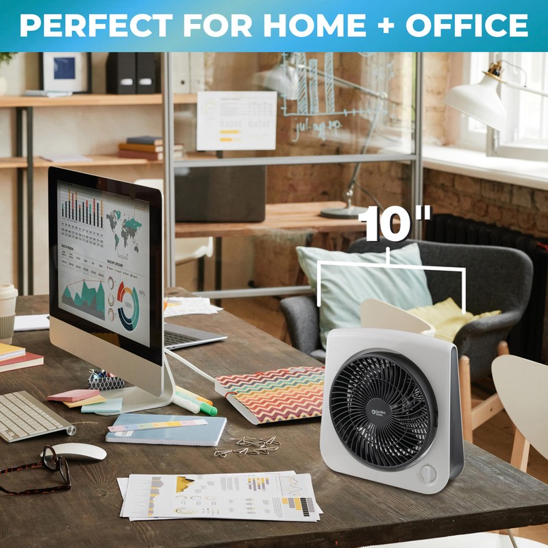 Comfort Zone Turbo Table Desk Fan with 180-Degree Adjustable Head,