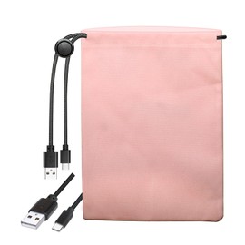 QLSOIN Travel Cable Organizer with USB Type-c Cord link Case Pouch Electronic Accessories Portable Carry Storage Bag for Link of Mobile Communication Devices Pink