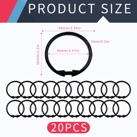 20 Pack Black shower curtain Rings, Plastic Shower Curtain Rings Hooks Top-spring O Rings Bathroom shower hooks Glide Easily on Bathroom Shower Rod for Bathroom Shower Window Rod
