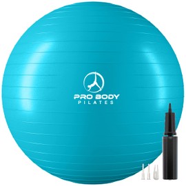 ProBody Pilates Yoga Ball - Fresh Colors Exercise Ball for Stability, Pregnancy, Workout, Physical Therapy & Birthing, Balance Ball Chair (Sky, 55 cm)