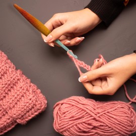 Ommi Ergonomic Handle Crochet Hooks | Handcrafted 17 cms Crochet Hook | Knitting Needle, Craft Yarn Weave | Best Gift! (Mix, 8 mm)