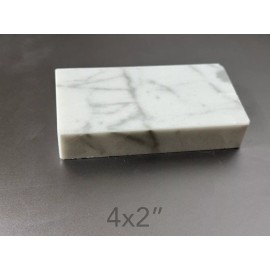 Carrara 4"x2"x¾" Undrilled Solid Italian Carrara White Marble Block Base Tile Trophy