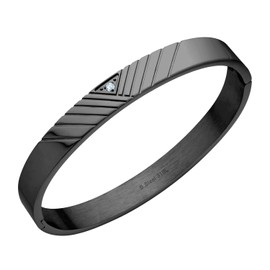 555Jewelry Stainless Steel Bracelets for Women and Men, Cubic Zirconia Bangle Bracelet Jewelry Love Christmas Wedding Valentine's Day Birthday Gifts for Her and Him, Black