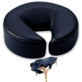 EASY SPA Premium Massage Face Cradle Cushion Memory Foam, Massage Pillow Face Down for Massage Table, PU Leather U Shaped Pillow (Black)