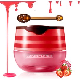 Bálsamo Labial de Miel de Abeja,Bálsamo Labial Hidratante con Propóleo,Bálsamo Labial Hidratante de Miel con Propóleo,Hidratación y Prevención de Labios Secos y Agrietados (Strawberry Pot)