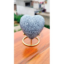 Grey Cremation Urn for Ashes Keepsake Heart Urn with Black Box and Brass Stand Mini urn for Your Loved one Adult & Funeral Burial for Adults and Infants