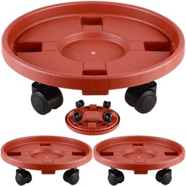 3 Pakcs Large Plant Caddy with Wheels 15.8" Rolling Plant Stands Heavy-duty Plastic Plant Roller Base Pot Movers Plant Saucer on Wheels Indoor Outdoor Plant Dolly with Casters Planter Tray Coaster Red