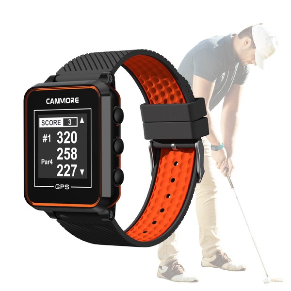 CANMORE TW356 Montre GPS de Golf, écran LCD à Contraste élevé, Accessoire de Golf léger, Orange