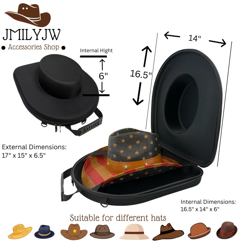 JMILYJW Cowboy Hat Box for Travel Crush Proof Western Hat