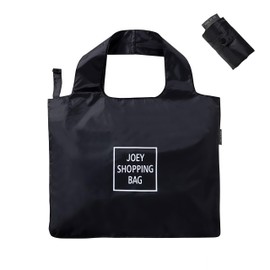 ZEWZE Eco Bag, Folding My Bag, Convenience Store Bag, Shoulder Bag, Large Capacity, Compact, Lightweight, Waterproof Material, Simple, Black