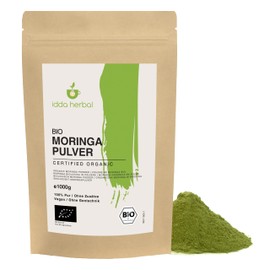 BIO Moringa Pulver (1kg), Getrocknete und schonend gemahlene Moringablätter, Moringablattpulver aus biologischem Anbau, 100% Natürlich und rein, Vegan