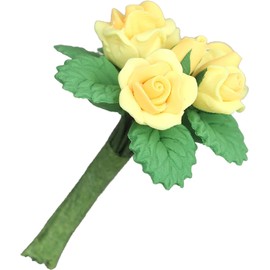 1:12 Miniature Artificial Roses - Realistic Resin Dollhouse Decor for Fairy Gardens, DIY Terrariums and Wedding Centerpieces (1-1.5 Inch, Yellow)