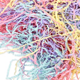 Whaline Easter Crinkle Cut Paper Shred Filler Macaron Colors Purple Yellow Pink Blue Craft Gift Box Filler For Birthday Wedding Basket Present Stuffing Gift Wrapping Packaging, 6 Oz