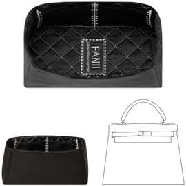 FANJI Project Purse Organizer Insert for Hermes Kelly 25 retourne handbag, Custom Ferfect Fit Inside Premium Aesthetics Embroidered Lightweight Tote Bag Insert Accessories (matte black)